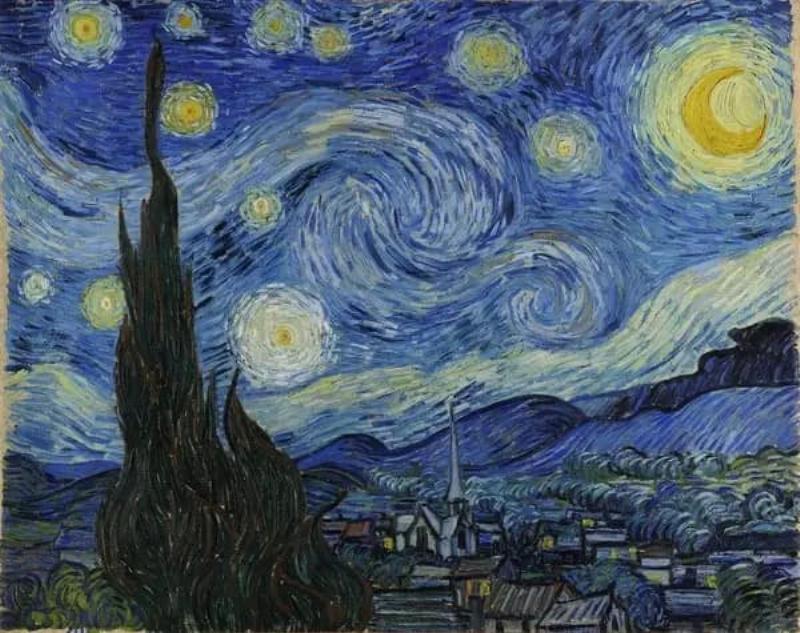 La Nuit étoilée de Van Gogh, exemple emblématique du Post-Impressionnisme et de l'expressionnisme des couleurs